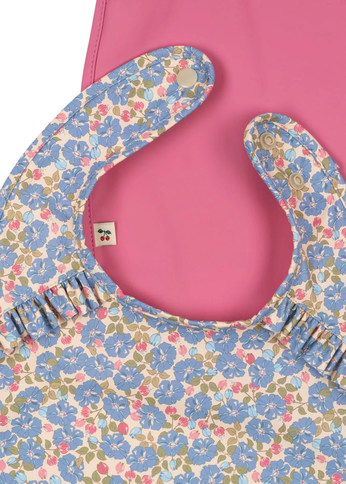 2 Pack Dinner Bib With Frill Fleur Rosier Chateau Rose