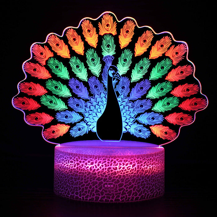 3D Peacock Showing its Tail LED light