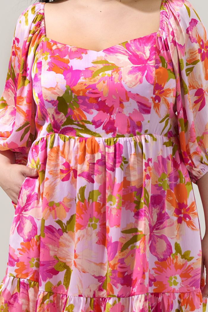 Abigal Floral Evy Sweetheart Mini Dress Curve
