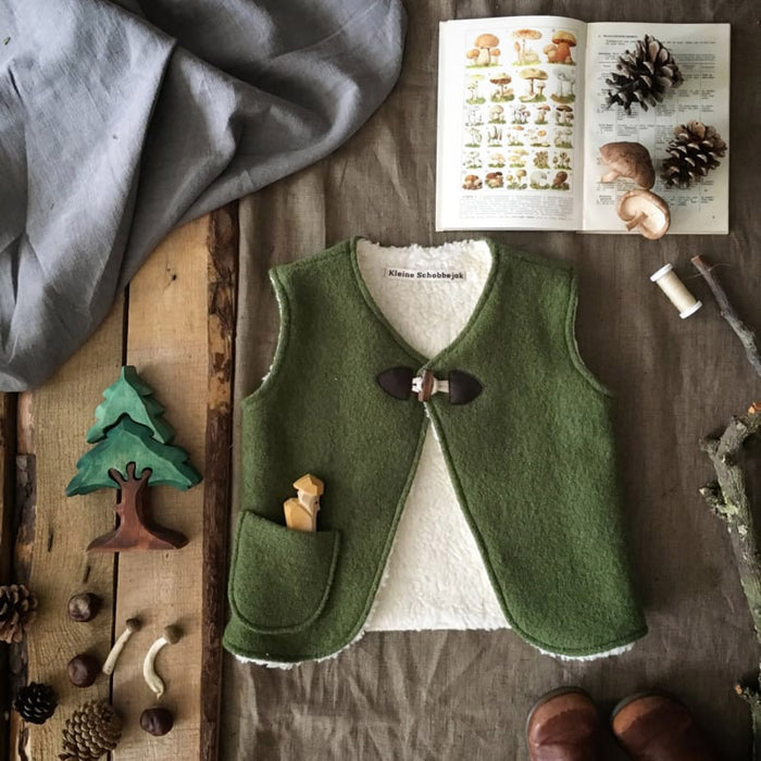 Baby & Kids Wool/Cotton Sherpa Vest - Moss Green