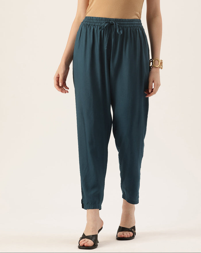 Cadet Blue Solid Pencil Pant