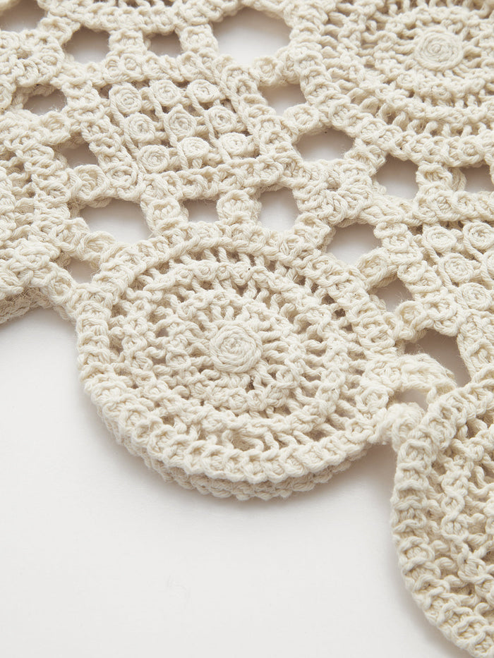 Crochet Circular Pattern Long Sleeve Crop Top