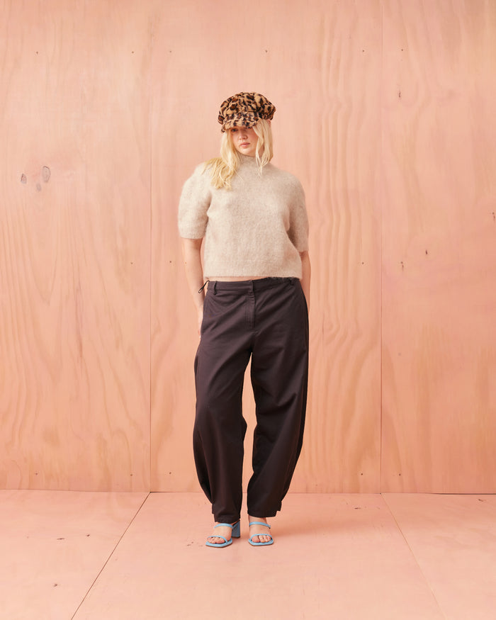 CYRUS FUNNEL NECK TOP OAT