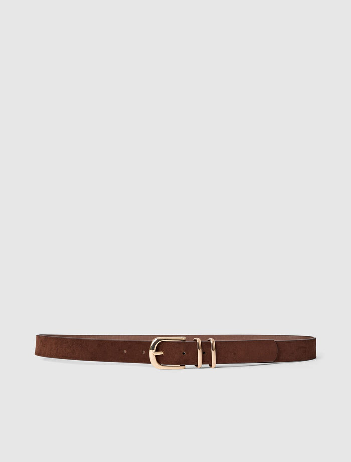 Darcy Double Keeper Jeans Belt Chocolate Suede Forever New