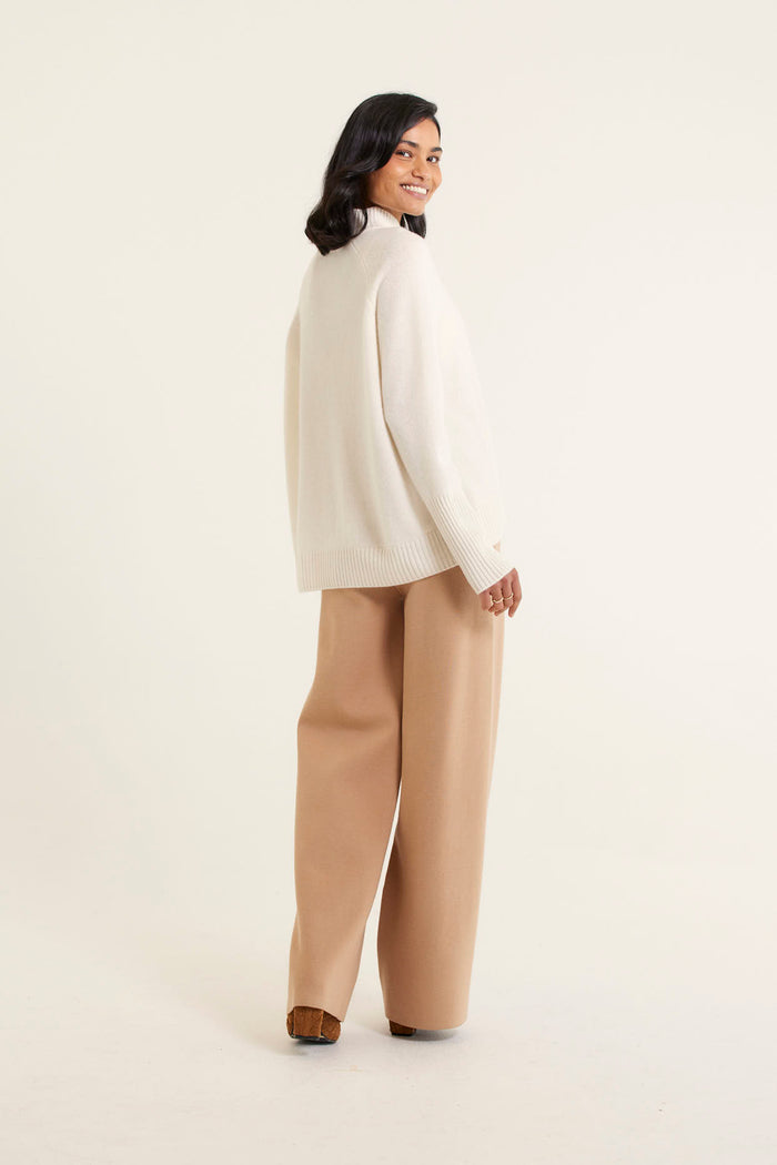 Fifi Cashmere Polo Sweater In Cloud Dancer