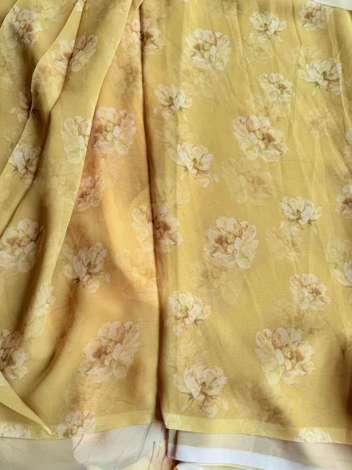 Floral printed georgette saree