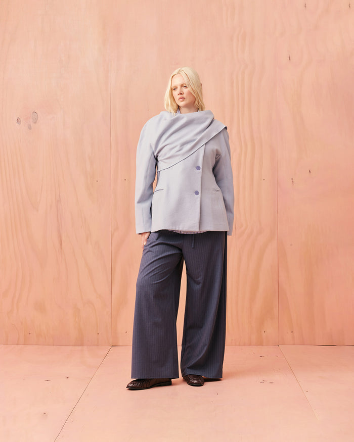 FREYA SCARF COAT POWDER BLUE