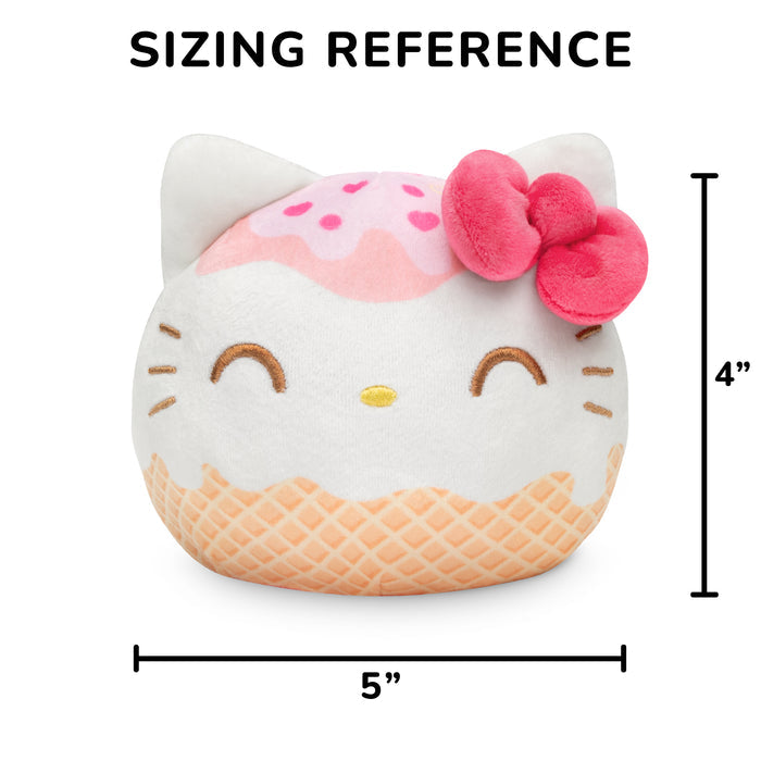 Hello Kitty Ice Cream Cone 4” Reversible Plushie with a sizing reference of 4 inches
