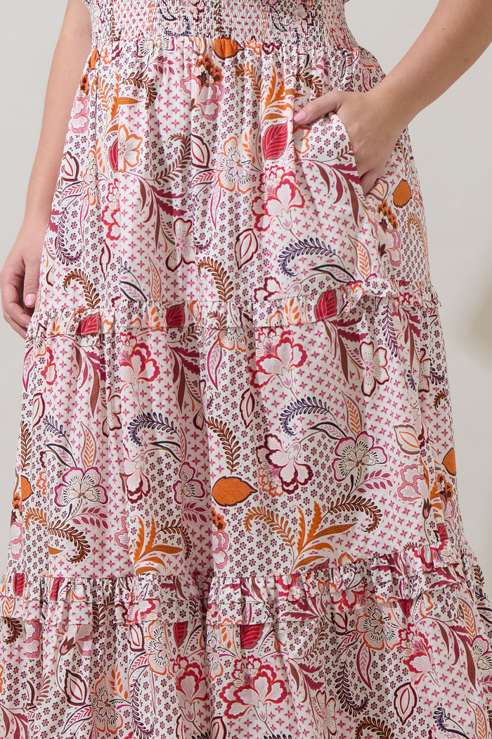 Hendry Floral Palmer Poplin Tiered Maxi Dress Curve