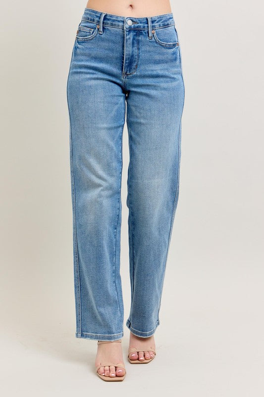 Judy Blue Mid Rise Tummy Control Vintage Straight Jeans