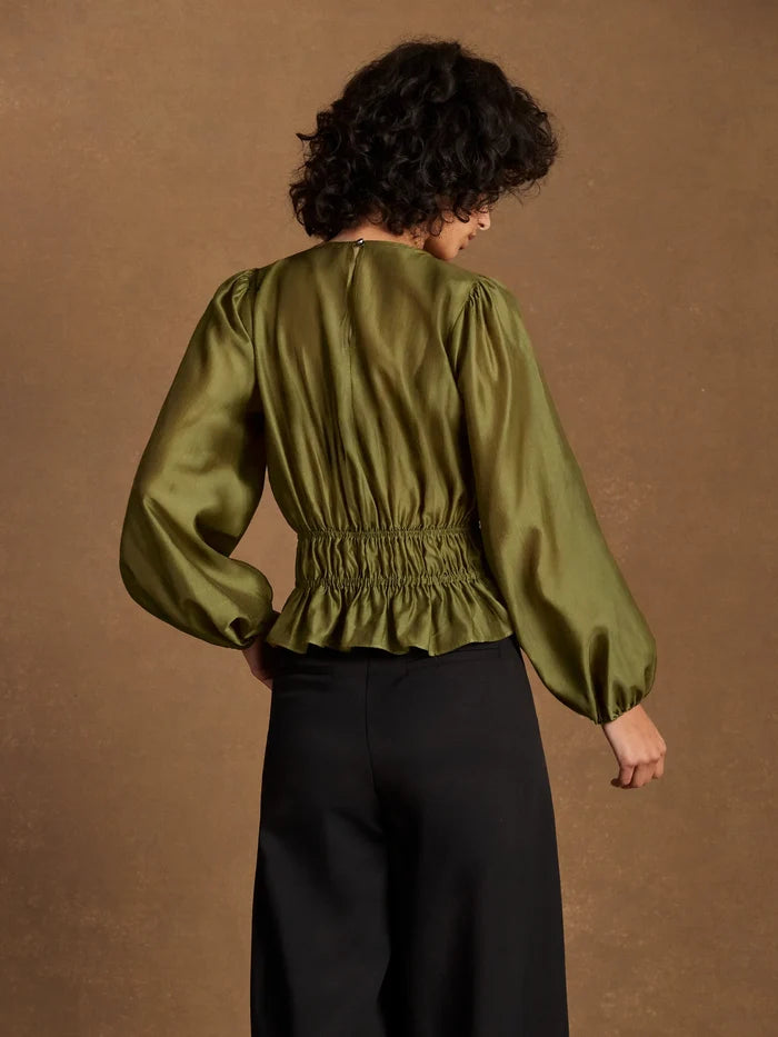 Khaki Peplum Blouse