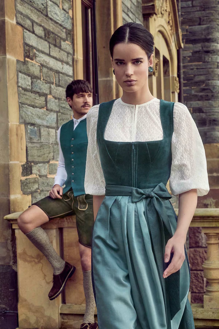Kruger Midi Dirndl 2pcs. 60cm "Lynette" green