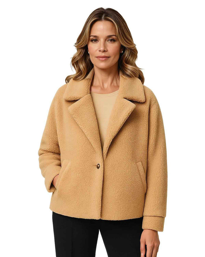 Ladies Fully Lined Fleece Jacket - Stone - The Classic Boutique