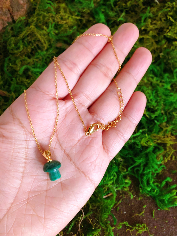 Mini Malachite Mushroom Necklace