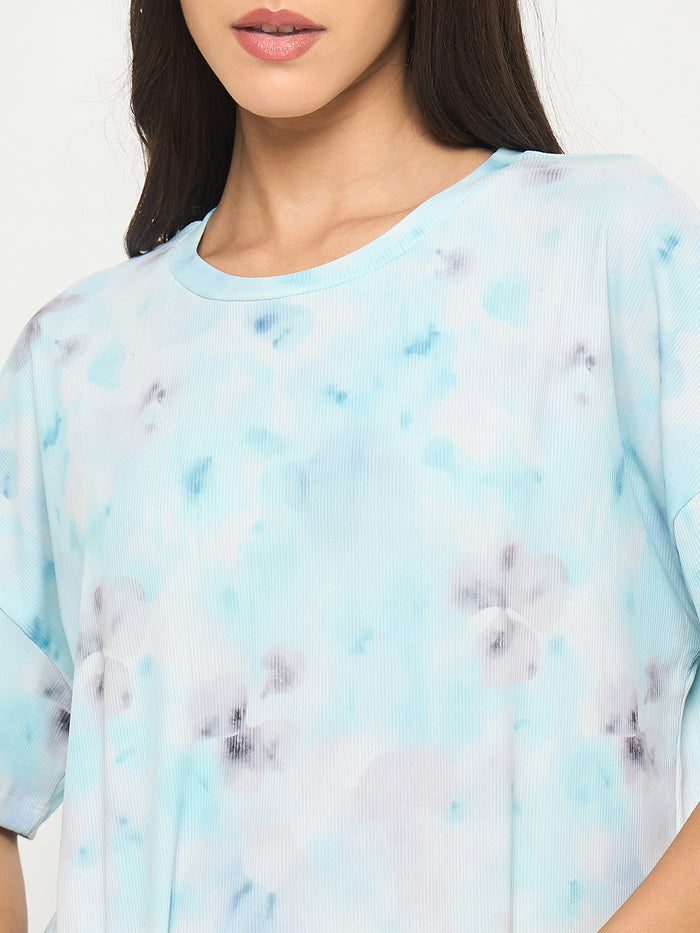 mSECRET Tie and Dye Top and Bottom Aqua Blue Nightsuit