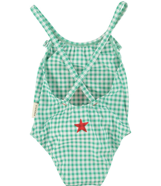 "Peace" Baby Swimsuit Green Chekered