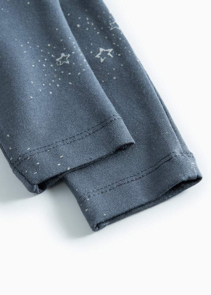Dark blue baby trousers with star print