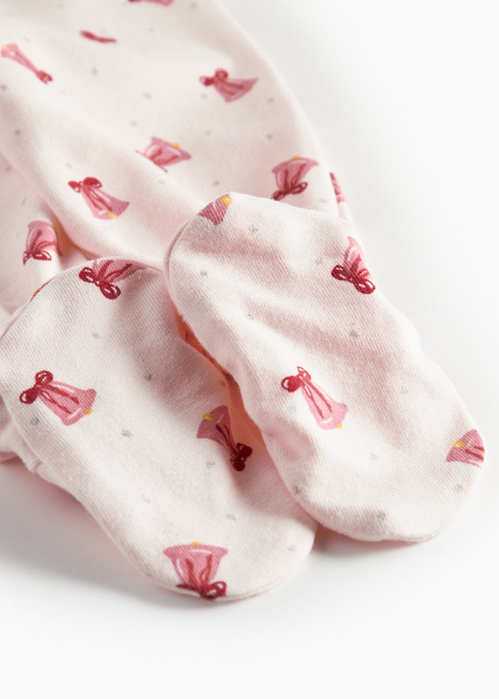 Baby pants with red Christmas bell print and feet