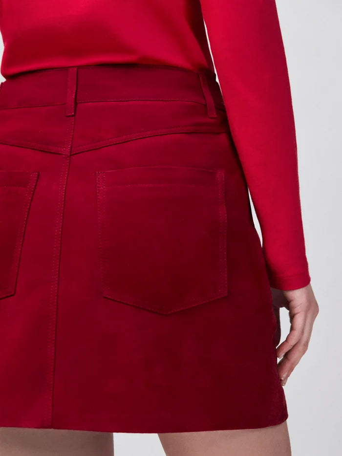 Red Suede Mini Skirt