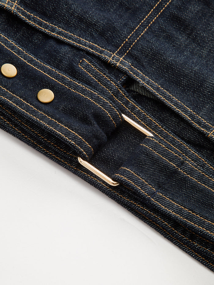 Short Sleeve Cropped Denim Top