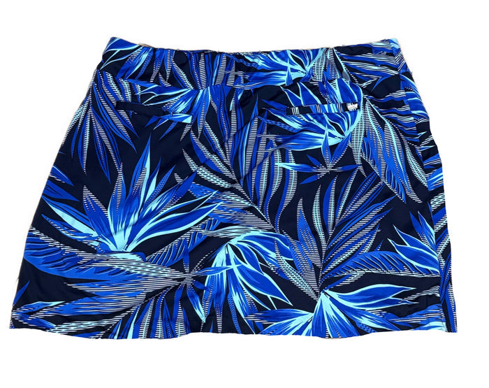 Tail Women's Black & Blue Leaf Print Golf Skort Size XL