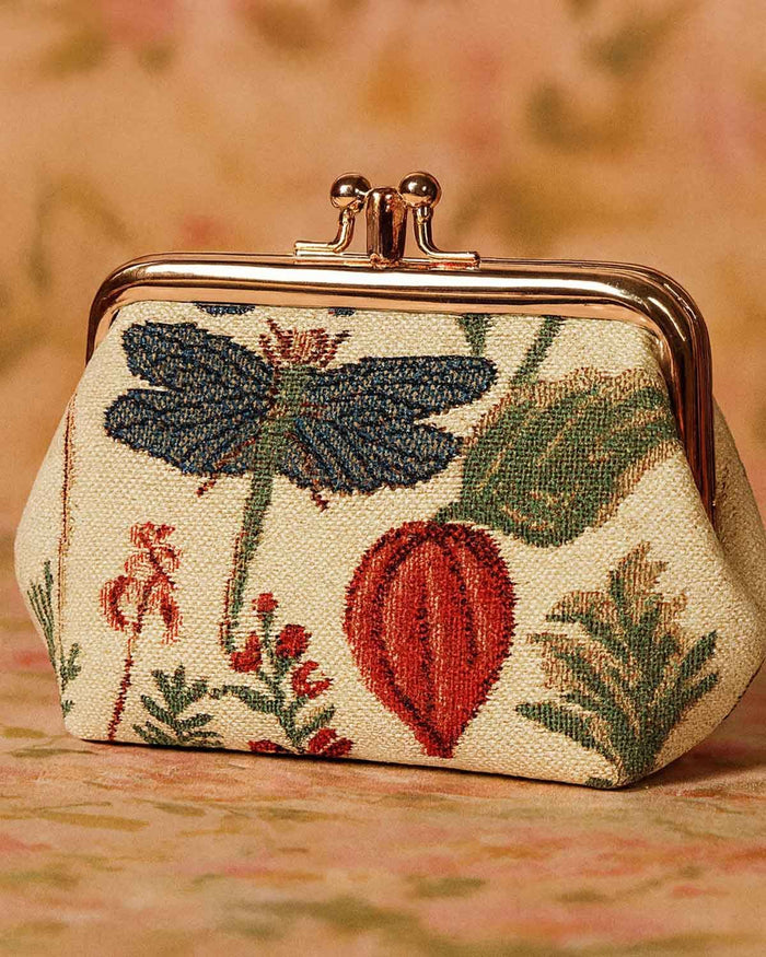 Tapestry Pocket Kiss Lock Coin Purse - Morning Garden - The Classic Boutique