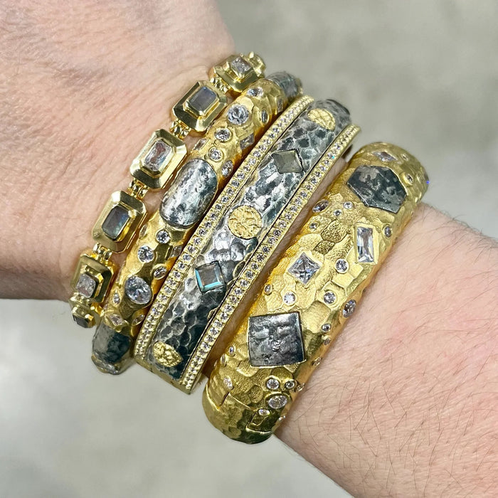 Tat2 Designs Gold Hammered Cela Coin Bangle