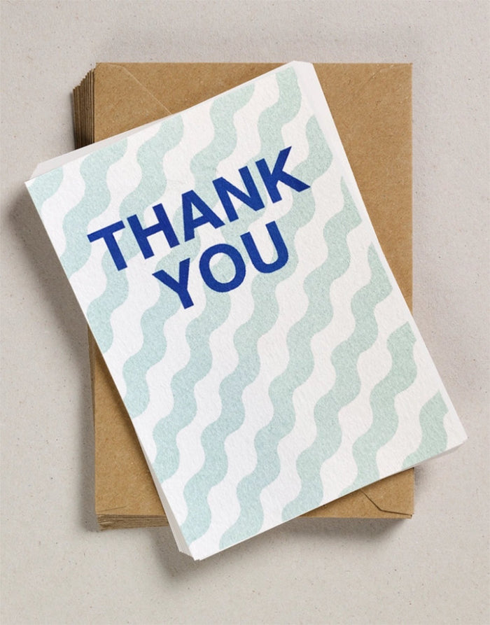 Thank You A6 Notecards Pack of 12, Petra Boase, Seafoam Wiggle