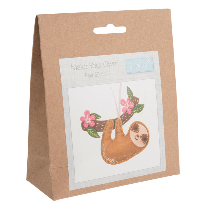 Trimits Felt Decoration Kit Sloth, 2x6x13cm, Includes Pre-Cut Felt, Stuffing, Beads, Thread, and Instructions