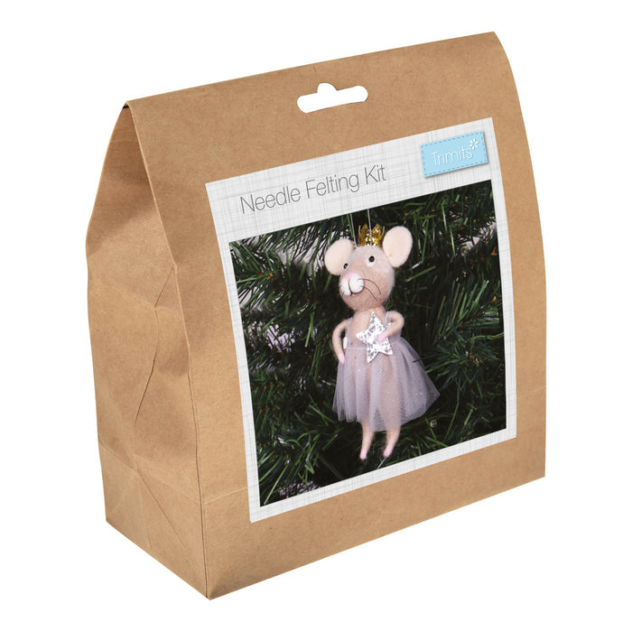 Trimits Needle Felting Kit Christmas Nordic Mouse, 4.5x11.5cm, Includes Wool, Felting Needle, Polystyrene Shapes, and Instructions