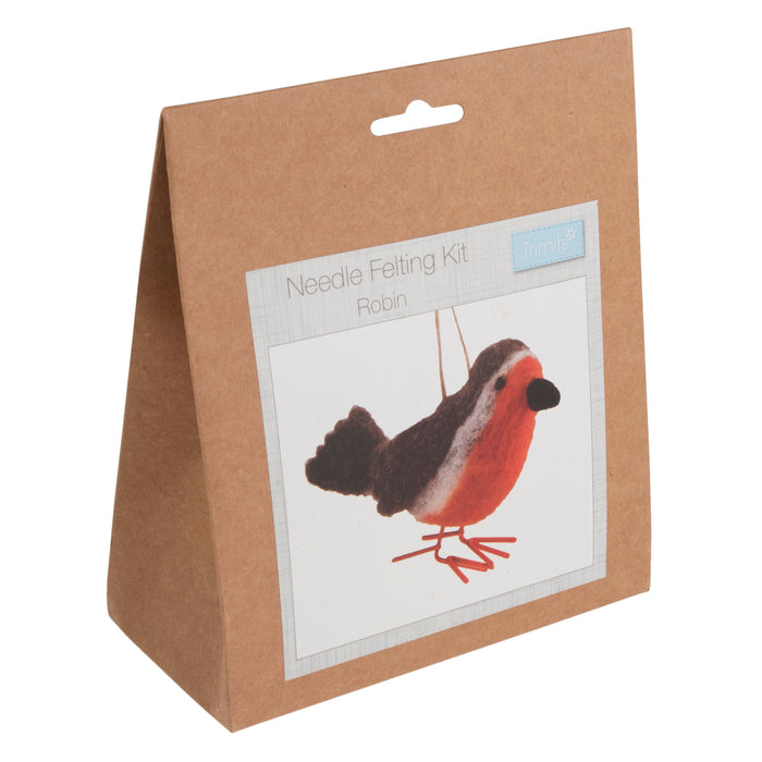 Trimits Needle Felting Kit Christmas Robin, 4.5x11.5cm, Includes Wool, Felting Needle, Polystyrene Shapes, and Instructions
