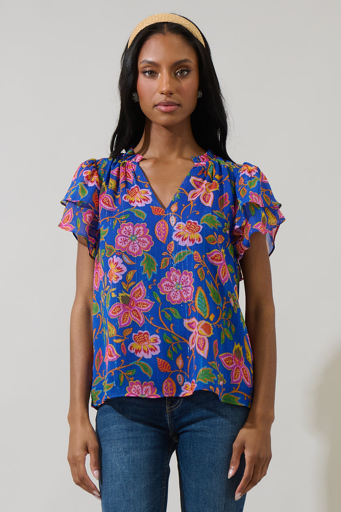 Wendey Floral Montie Ruffle Blouse