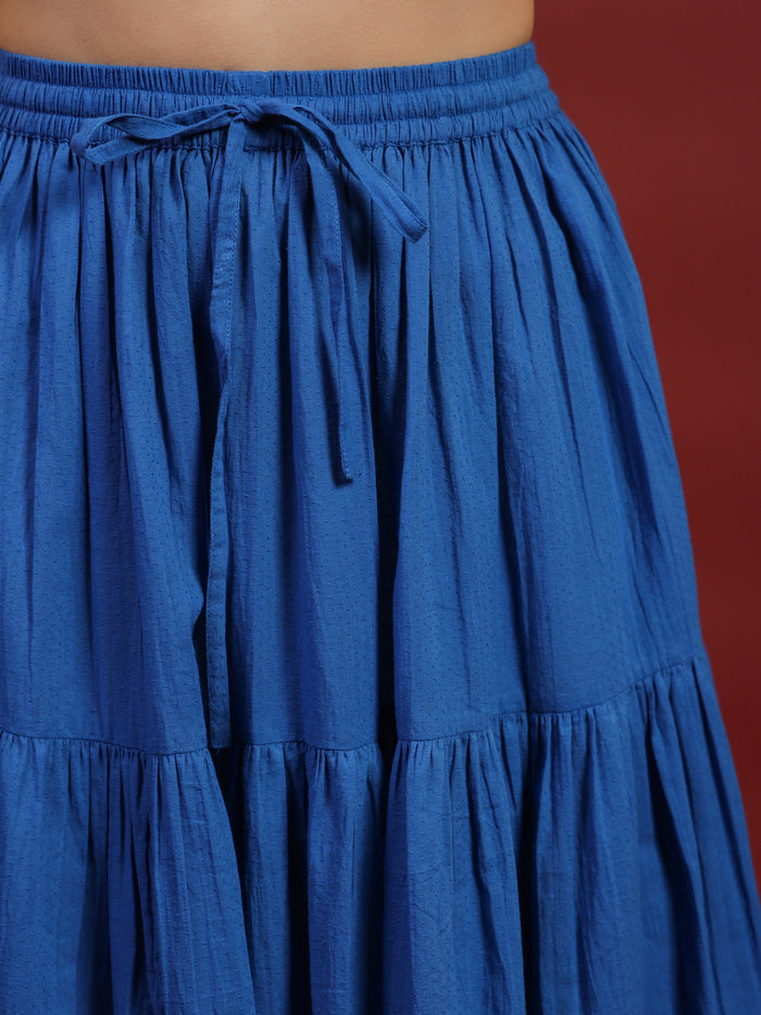 Women's Blue flared Maxi Skirt