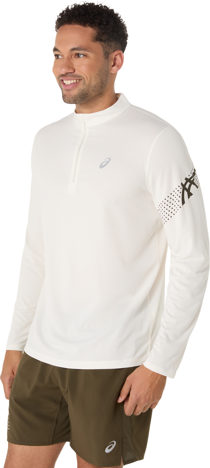 10 Mile ASICS Icon 1/2 Zip Long Sleeve Top - Cream (Men's Sizing)