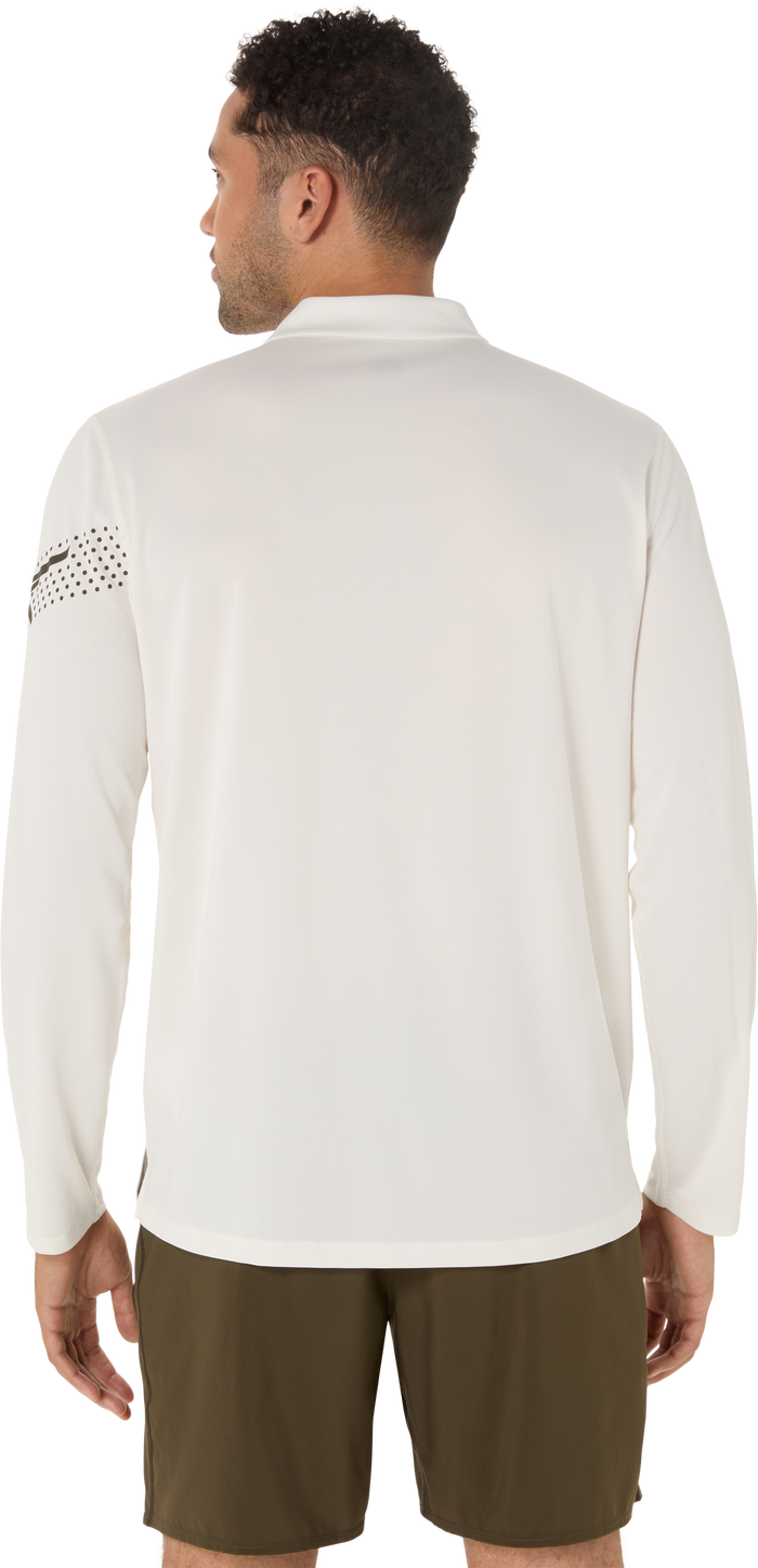 10 Mile ASICS Icon 1/2 Zip Long Sleeve Top - Cream (Men's Sizing)