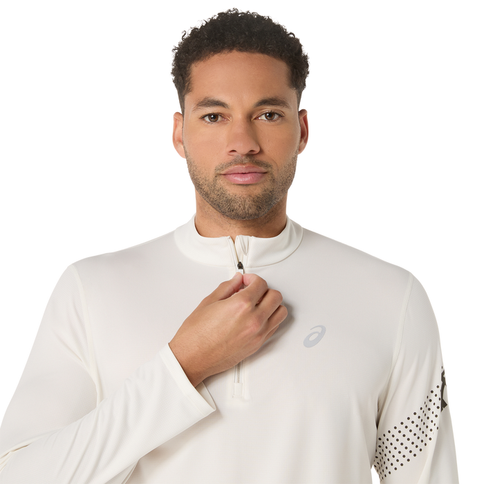 10 Mile ASICS Icon 1/2 Zip Long Sleeve Top - Cream (Men's Sizing)
