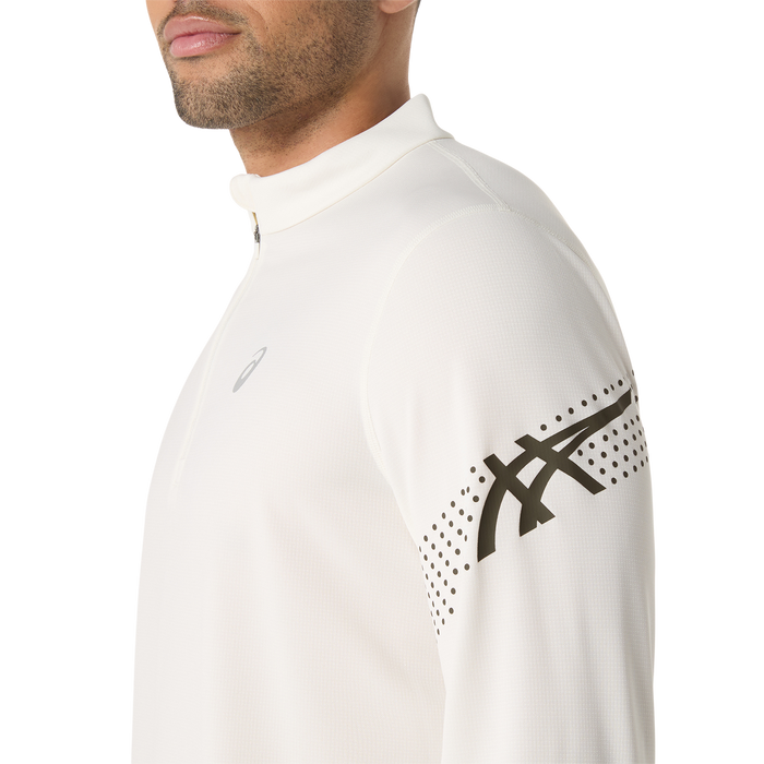 10 Mile ASICS Icon 1/2 Zip Long Sleeve Top - Cream (Men's Sizing)