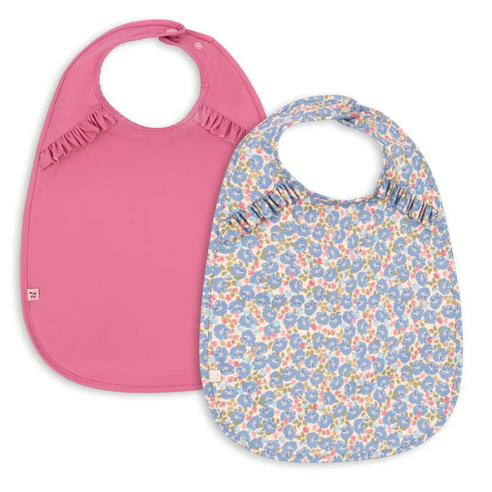 2 Pack Dinner Bib With Frill Fleur Rosier Chateau Rose