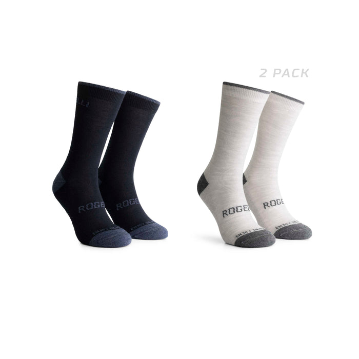 Rogelli Merino Wol 2-pack fietssokken winter blauw en grijs.