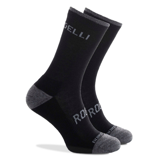 2-Pack Merino Wol Winter Fietssokken - Zwart/Grijs