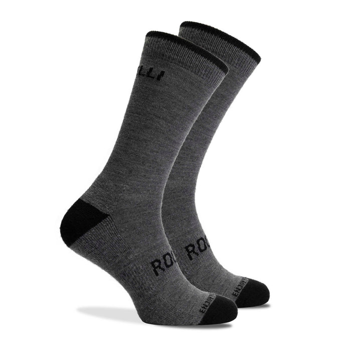 2-Pack Merino Wol Winter Fietssokken - Zwart/Grijs