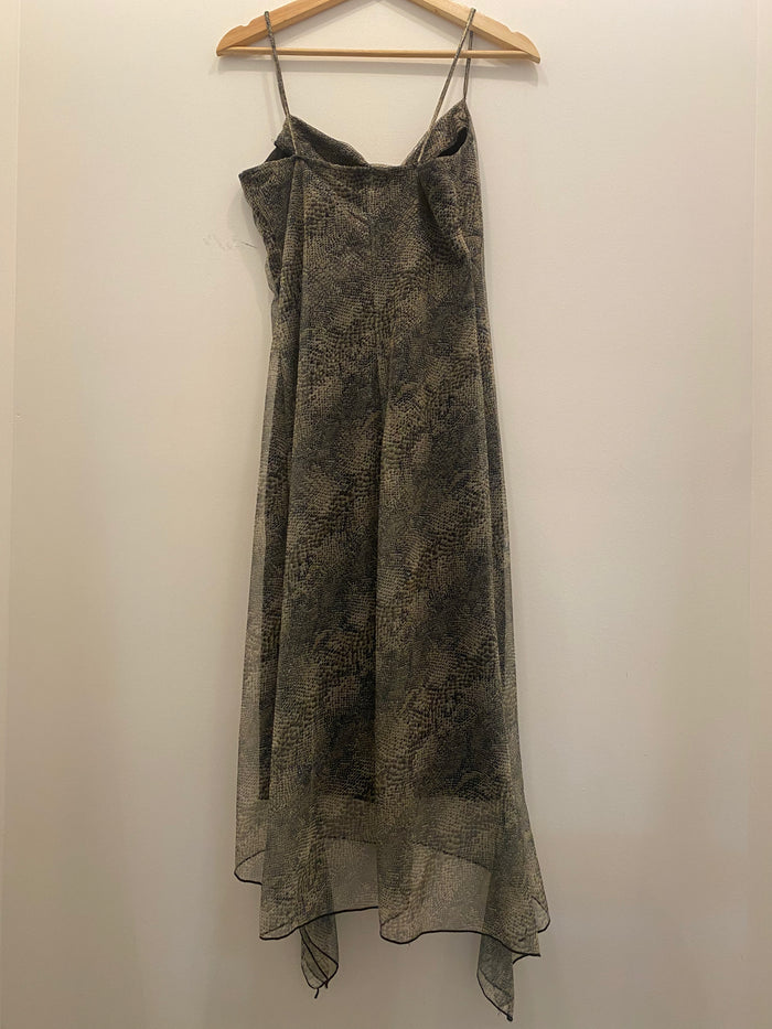 Vintage 90's Snakeskin Cowl Neck Mesh Midi Dress - La Lovely Vintage
