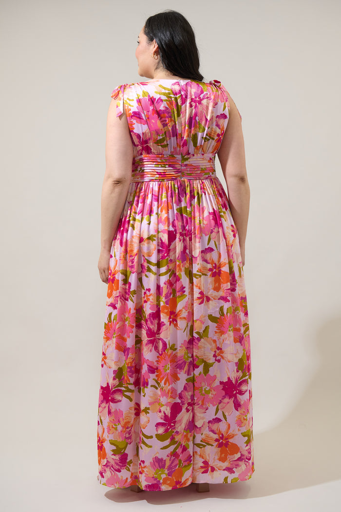 Abigal Floral Descanso Pleated Maxi Dress Curve