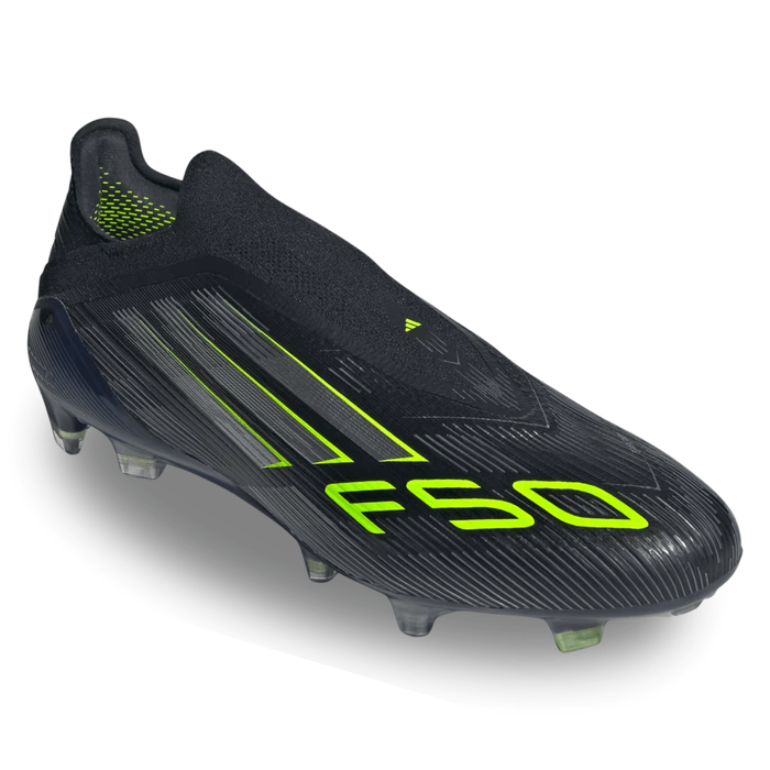 adidas F50 Elite Laceless Firm Ground Soccer Cleats (Black/Iron Metallic/Lucid Lemon) | SoccerWearhouse