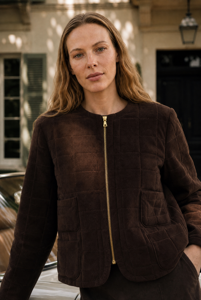 AGNES COTTON JACKET IN  CHOC CORDUROY