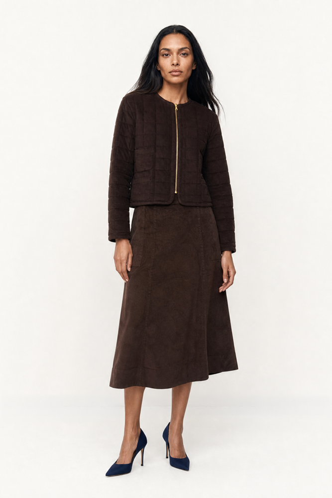 AGNES COTTON JACKET IN  CHOC CORDUROY