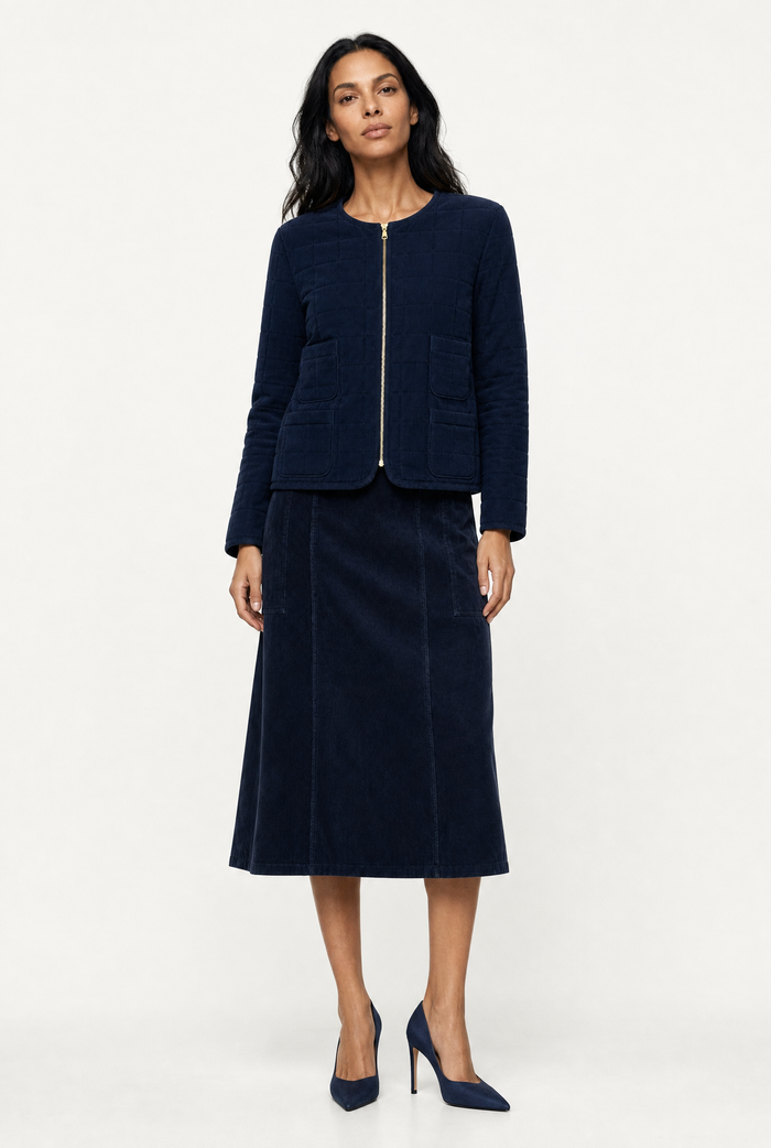 AGNES COTTON JACKET IN  NAVY CORDUROY