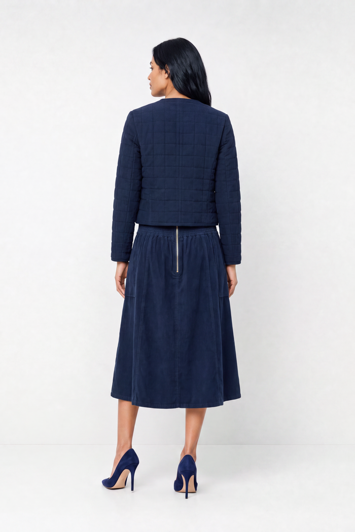 AGNES COTTON JACKET IN  NAVY CORDUROY