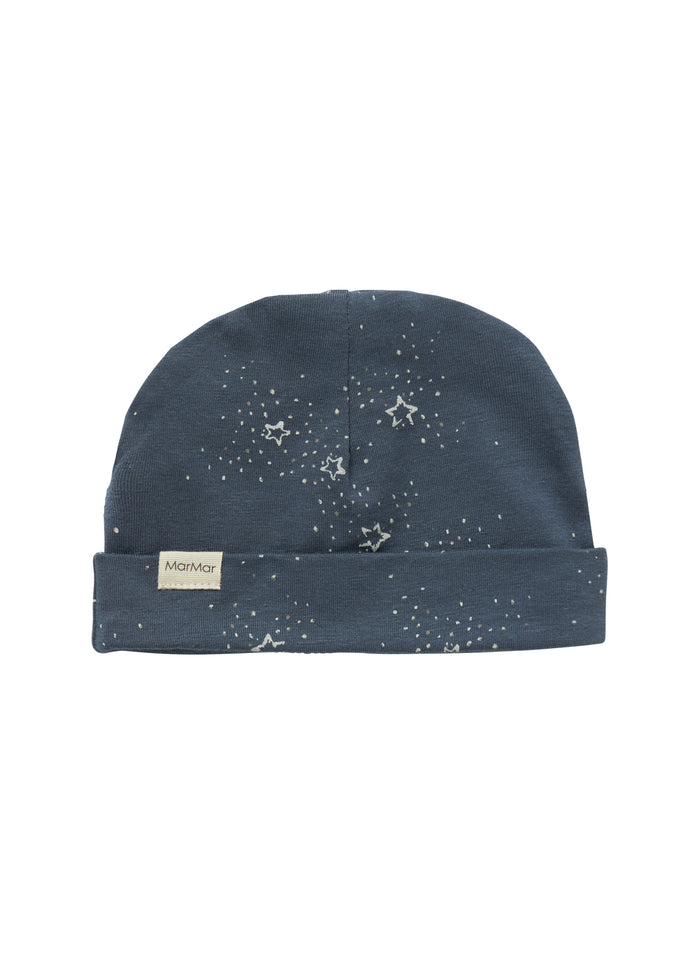 Dark blue hat with star print for newborn