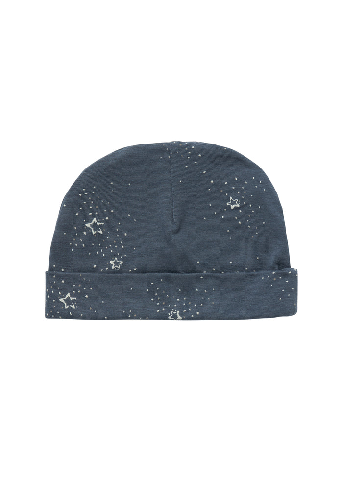 Dark blue hat with star print for newborn